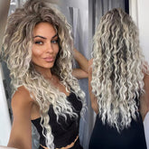 26'' Ombre Platinum Gold Latina Curly Front Lace Wig